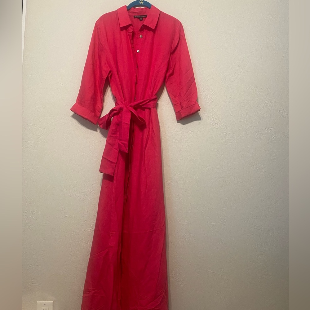 Boston proper pink linen 3/4 maxi dress - Picture 3 of 6